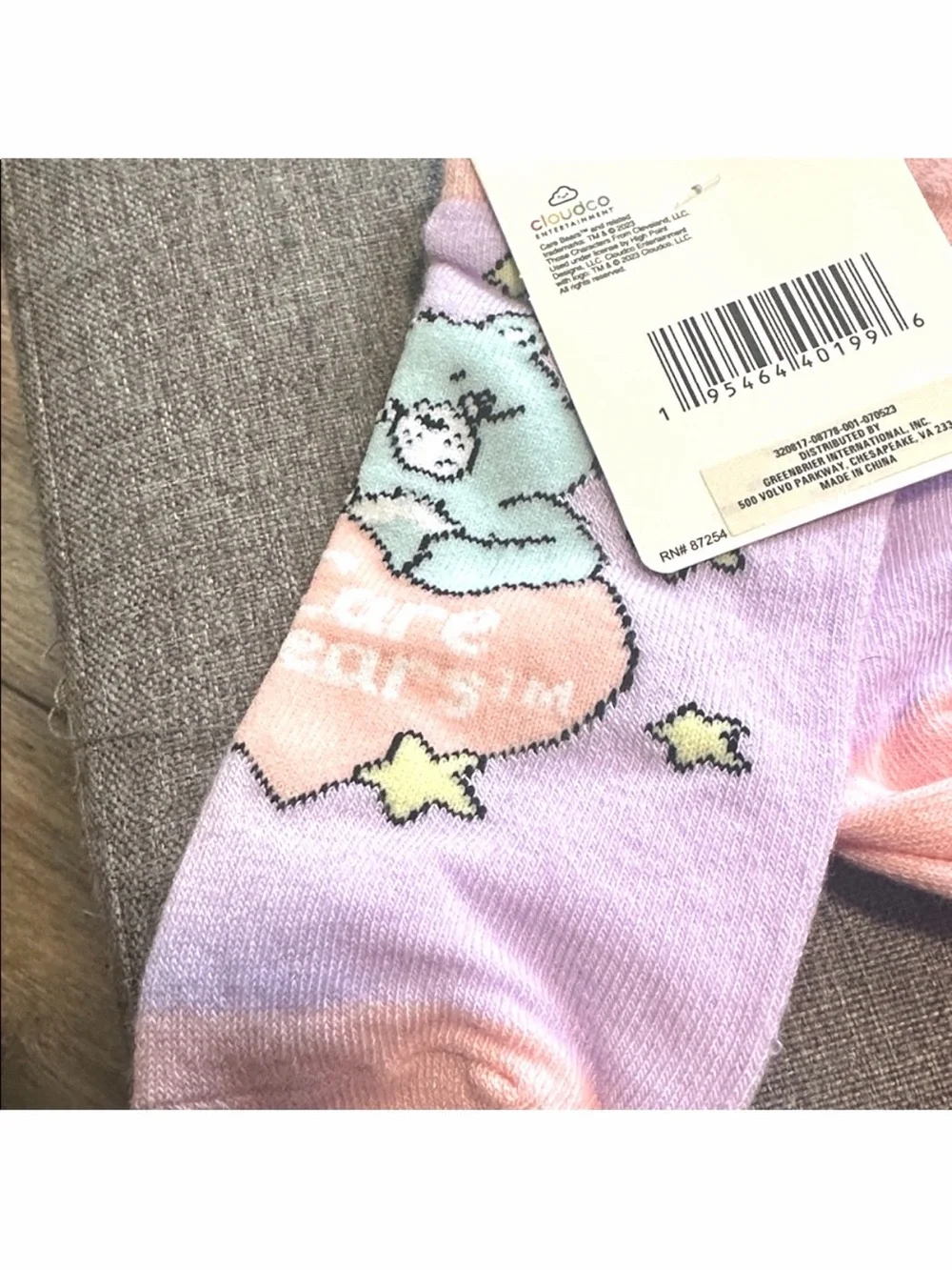Care Bears Pastel Lavender and Peach Low-Cut Socks set of 3 brand new